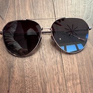 Diff Eyewear Dash brushed brown metal grey aviator sunglass new with case